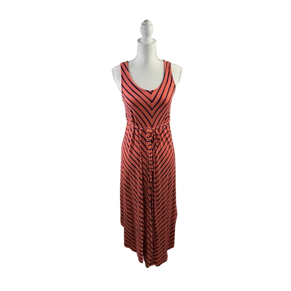Liz Lange Maternity Pink & Navy  Sleeveless Maxi Dress Size Small
